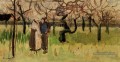 Verger en fleur avec deux figures Printemps Vincent van Gogh